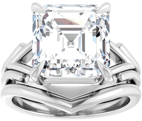 14K White 10 mm Asscher Solitaire Engagement Ring Mounting (8)