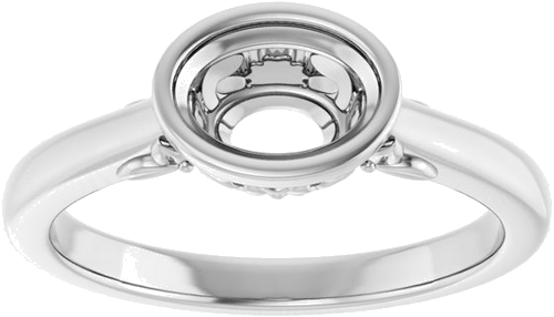 Sužadėtuvių Žiedas „Bezel-Set“ 585 Baltojo Aukso Oval 7mm x 5mm (3)