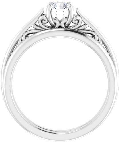 Sužadėtuvių Žiedas „Solitaire“ 585 Baltojo Aukso Round 5.2mm (12)