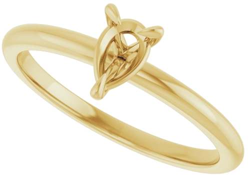 14K Yellow  6x4 mm Pear Solitaire Engagement Ring Mounting (5)