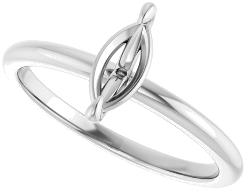 14K White  8x4 mm Marquise Solitaire Engagement Ring Mounting (5)