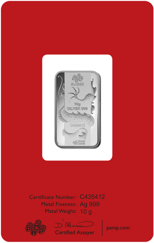 10 г коллекционный инвестиционный серебряный слиток 2012 Год Дракона Lunar PAMP (2)