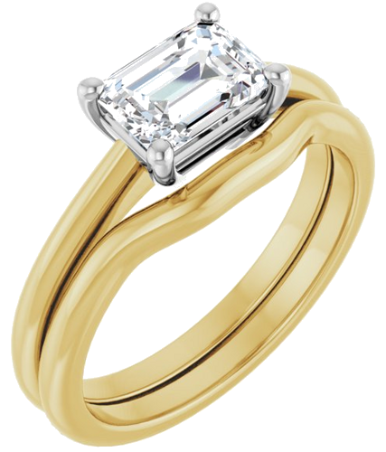 14K Yellow White 7x5 mm Emerald Solitaire Engagement Ring Mounting (6)