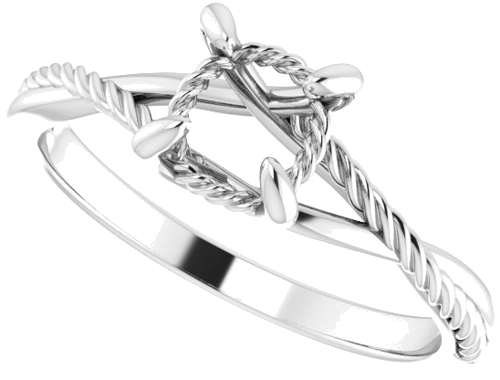 14K White 6.5 mm Round Solitaire Rope Engagement Ring Mounting (5)