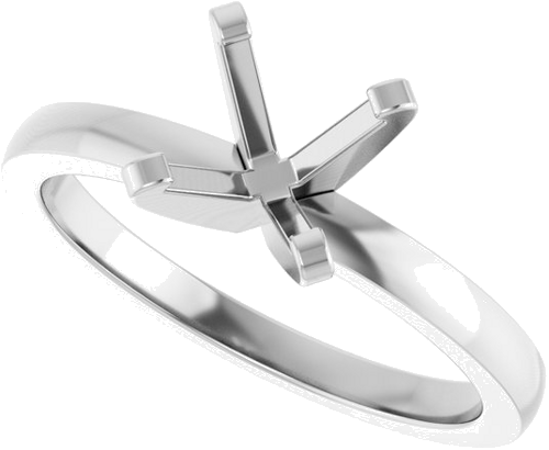 14K White 6.6-7.2 mm Round Solitaire Engagement Ring Mounting (5)