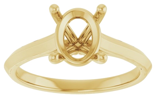 14K Yellow 9x7 mm Oval Solitaire Engagement Ring Mounting (3)
