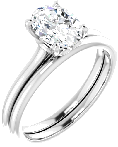14K White  8x6 mm Oval Solitaire Engagement Ring Mounting (6)