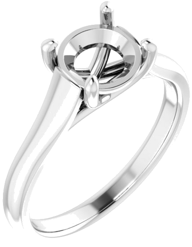 14K White 7.4 mm Round Solitaire Engagement Ring Mounting (1)