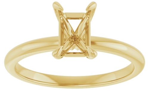 10K Yellow  7x5 mm Emerald Solitaire Engagement Ring Mounting (3)