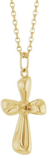 Pakabukas „Pearl Cross“ 585 Geltonojo Aukso Pearl 4mm (2)