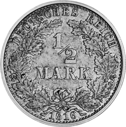Half Mark Wilhelm II (1905-1919) German Empire Silver Coin (1)