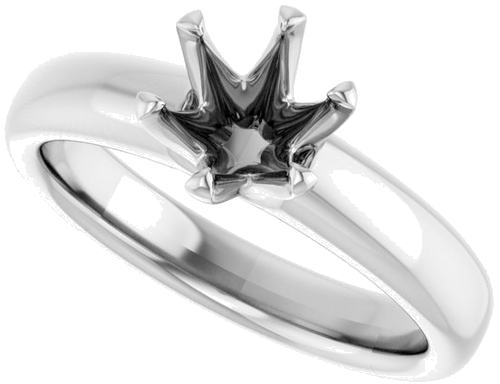 14K White 6.5 mm Round Engagement Ring Mounting (5)