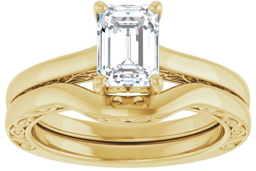 Sužadėtuvių Žiedas „Solitaire“ 14k yellow gold Emerald 7mm x 5mm (8)
