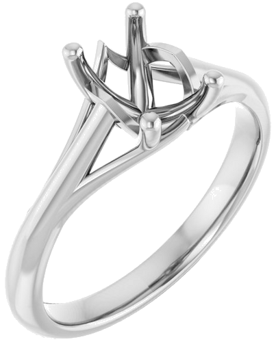 Sužadėtuvių Žiedas „Solitaire“ 585 Baltojo Aukso Emerald 7mm x 5mm (1)