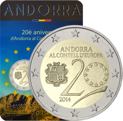 2014 Andora Eiropas Padomes 2 eiro monēta (1)