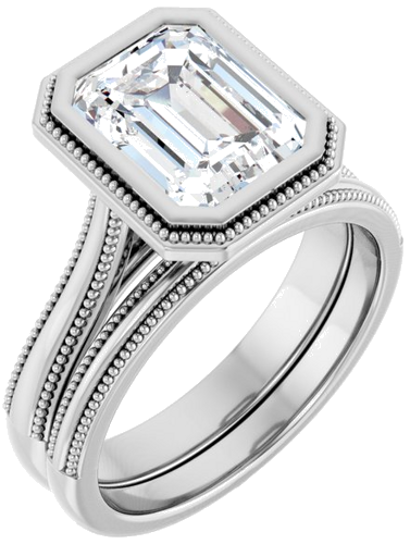 14K White 9x7 mm Emerald Solitaire Engagement Ring Mounting (6)