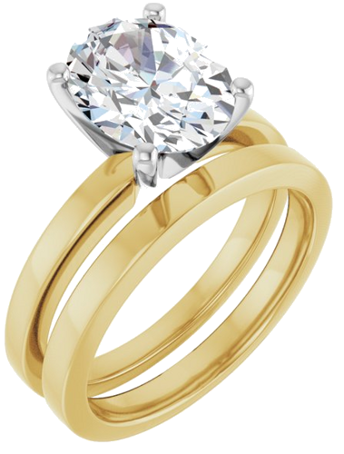 Sužadėtuvių Žiedas „Solitaire“ 585 Baltojo Ir Geltonojo Aukso Oval 10mm x 8mm (6)