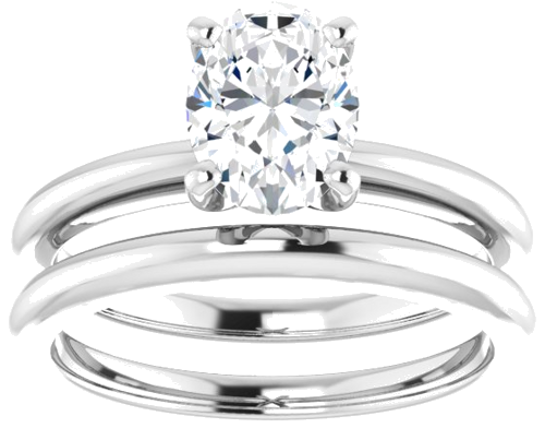 14K White  8x6 mm Oval Solitaire Engagement Ring Mounting (8)