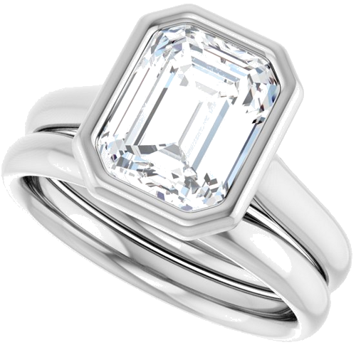 Sužadėtuvių Žiedas „Bezel-Set Solitaire“ 585 Baltojo Aukso Emerald 9mm x 7mm (10)