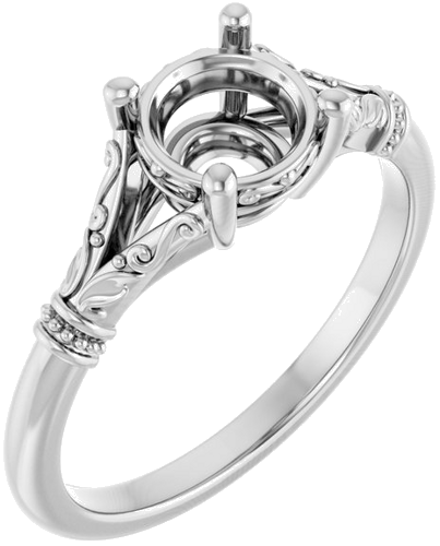 14K White 6.5 mm Round Solitaire Engagement Ring Mounting (1)