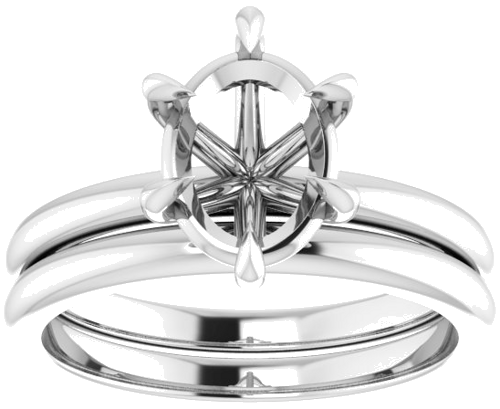 14K White 9x7 mm Oval Solitaire Engagement Ring Mounting (8)