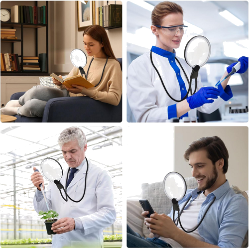 Brīvroku palielināmais stikls ar izvelkamu objektīvu un LED apgaismojumu 2x (4)