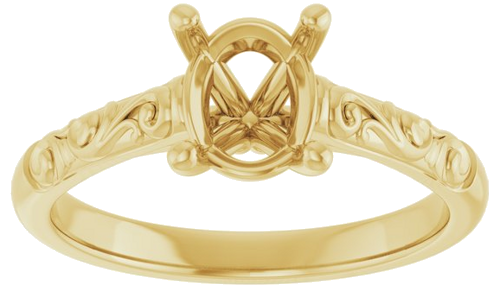 14K Yellow 8x6 mm Oval Solitaire Engagement Ring Mounting (3)