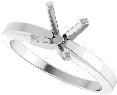 14K White 6.5 mm Round Solitaire Engagement Ring Mounting (5)