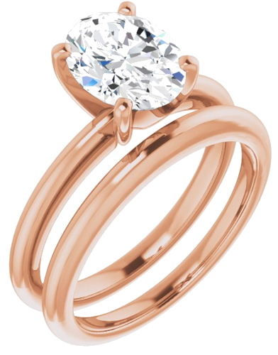 Sužadėtuvių Žiedas „Solitaire“ 585 Rožinis Aukso Oval 9mm x 7mm (6)