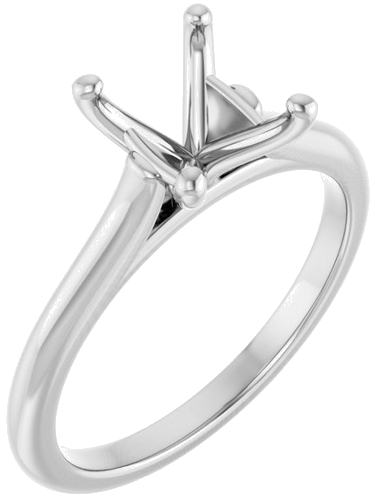 14K White 9x7 mm Oval Solitaire Engagement Ring Mounting (1)