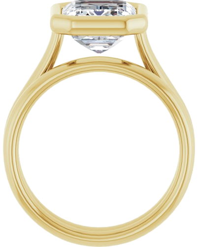 Sužadėtuvių Žiedas „Bezel-Set Solitaire“ 585 Geltonojo Aukso Emerald 10mm x 8mm (7)