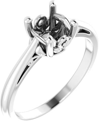 Sužadėtuvių Žiedas „Solitaire“ 585 Baltojo Aukso Round 6.5mm (1)