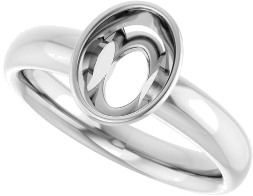 14K White 8x6 mm Oval Engagement Ring Mounting (5)
