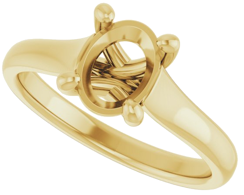 14K Yellow 8x6 mm Oval Solitaire Engagement Ring Mounting (5)