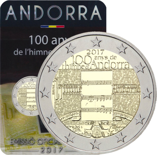 2017 Андорра 100-летие гимна монета 2 евро (1)