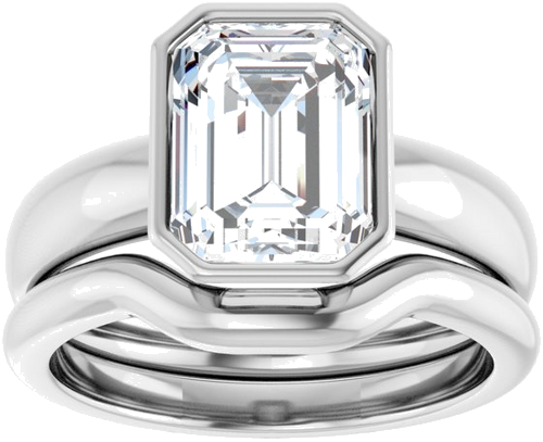 Sužadėtuvių Žiedas „Bezel-Set Solitaire“ 585 Baltojo Aukso Emerald 9mm x 7mm (8)