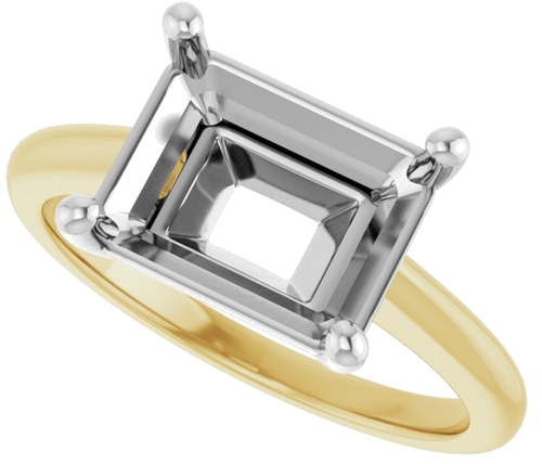 Sužadėtuvių Žiedas „Solitaire“ 585 Baltojo Ir Geltonojo Aukso Emerald 10mm x 8mm (5)