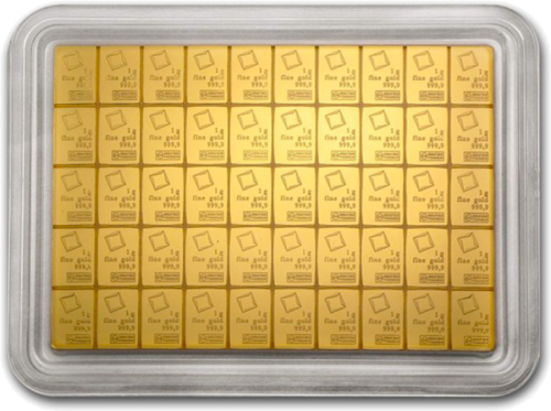 50 x 1 г Инвестиционные золотые слитки Valcambi CombiBar™ (4)