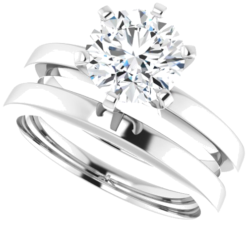 14K White 7.4 mm Round Solitaire Engagement Ring Mounting (10)