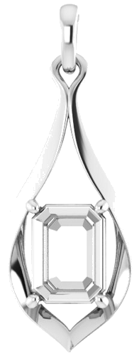 14K White  8x6 mm Emerald Pendant Mounting (1)