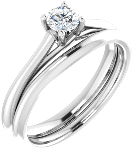 14K White 4.1 mm Round Solitaire Engagement Ring Mounting (6)