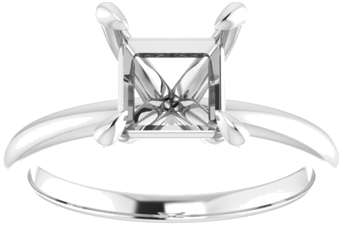 14K White  6.5x6.5 mm Square Solitaire Engagement Ring Mounting (3)