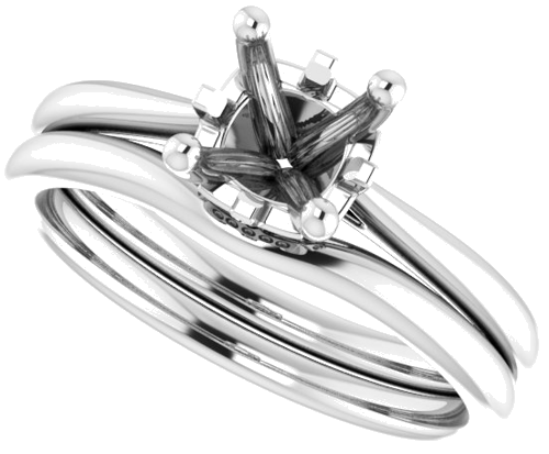 14K White 6.5 mm Round Hidden Cross Solitaire Engagement Ring Mounting (10)