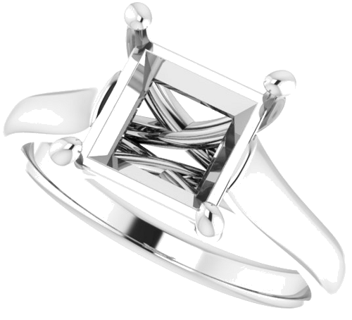 Sužadėtuvių Žiedas „Solitaire“ 585 Baltojo Aukso Square 7.5mm (5)