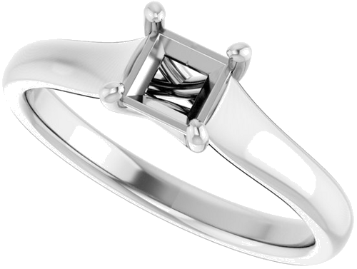 Sužadėtuvių Žiedas „Solitaire“ 585 Baltojo Aukso Square 4.5mm (5)