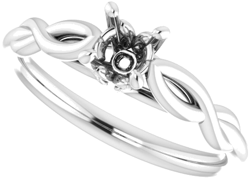 14K White  4.8 mm Round Solitaire Engagement Ring Mounting (5)