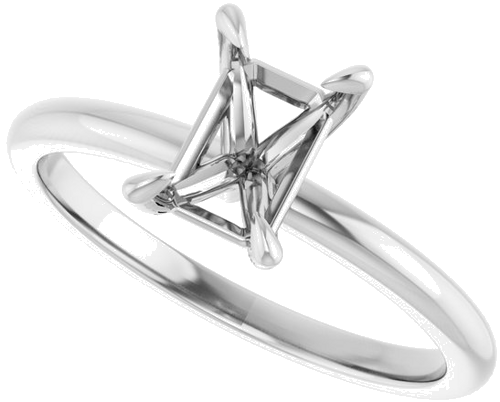 10K White  7x5 mm Emerald Solitaire Engagement Ring Mounting (5)