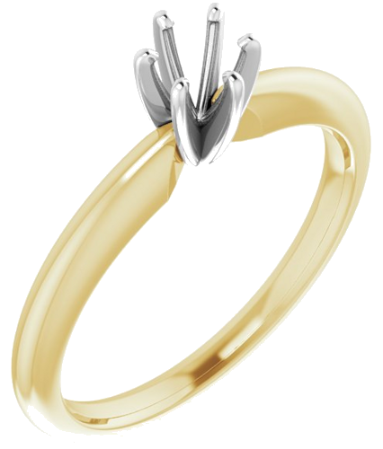 14K Yellow White 4.2-4.9 mm Round 6-Prong Solitaire Ring Mounting (1)
