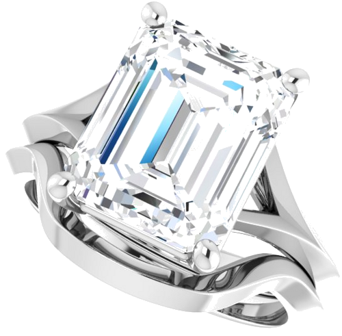 14K White 11x9 mm Emerald Solitaire Engagement Ring Mounting (10)