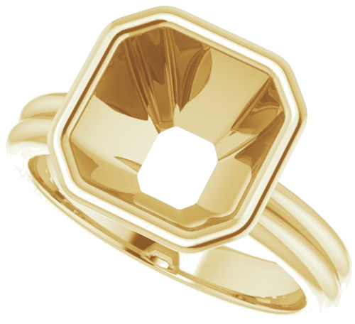 18K Yellow 9 mm Asscher Engagement Ring Mounting (5)